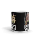 Believe in Yourself (Bigfoot, Alien, Unicorn) White glossy mug