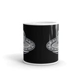 Bigfoot Flying UFO White glossy mug