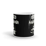 Caution Angry Gamer White glossy mug