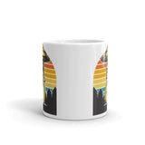 Abducting Dogecoin 2 White glossy mug