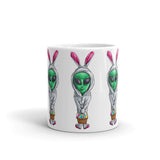 Alien Easter Bunny White glossy mug