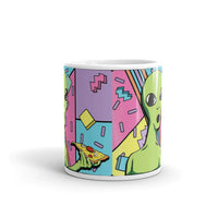 Alien Pizza Art White glossy mug