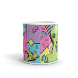 Alien Pizza Art White glossy mug