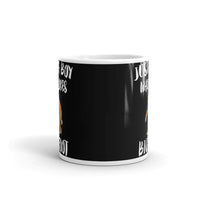 Boy Who Loves Bigfoot White glossy mug