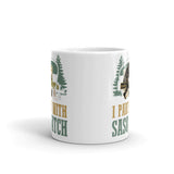 I Party with Sasquatch White glossy mug