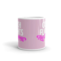 Catch Flights Not Feelings 28 White glossy mug