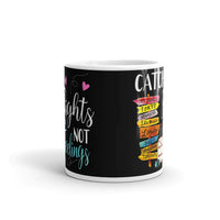 Catch Flights Not Feelings 33 White glossy mug