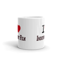 I Love Independent Film White glossy mug