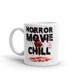 Horror Movie and Chill White glossy mug