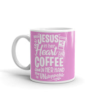 Jesus in Her Heart White glossy mug