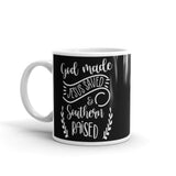 God Made Jesus Saved & Southern Raised White glossy mug