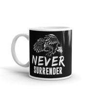 Never Surrender White glossy mug