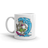 Surf Woof White glossy mug