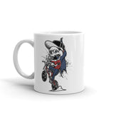 Skull Biker White glossy mug