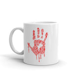 Zombie Bloody Handprint White glossy mug