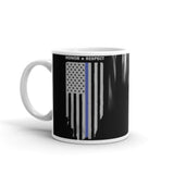 Thin Blue Line Honor & Respect White glossy mug