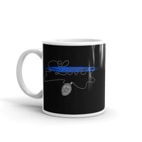 Blue Line Love White glossy mug