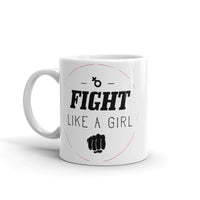 Fight Like a Girl White glossy mug