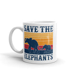 Save the Elephants White glossy mug