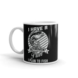 Retirement Plan to Fish White glossy mug