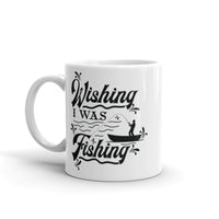 Wishing I Was Fishing White glossy mug