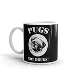 Pugs Not Drugs White glossy mug