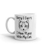 Plans with My Cat White glossy mug