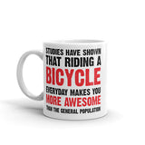 Riding a Bicycle White glossy mug