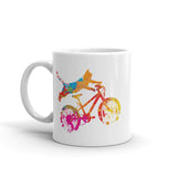 Bike Cat White glossy mug