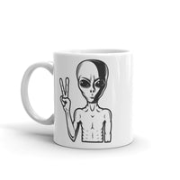 Alien Peace White glossy mug