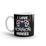 I Love Horror Movies White glossy mug