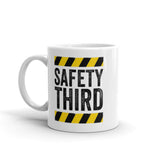 Safety Third White glossy mug