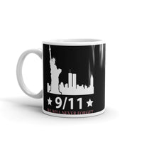 9/11 We Will Never Forget (Liberty) White glossy mug