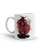 Red Samuri White glossy mug