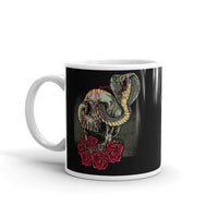 Skull Snake with Roses White glossy mug