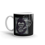 Smoking Gorilla White glossy mug