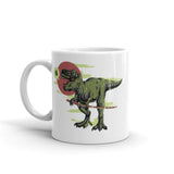 T-Rex with Sword White glossy mug