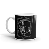 Time Brings Death White glossy mug