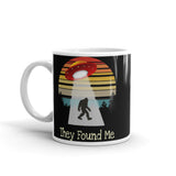 They Found Me (Bigfoot) White glossy mug