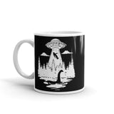 Nessie Watching Bigfoot Abduction White glossy mug