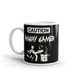 Caution Angry Gamer White glossy mug