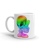 Rainbow Alien White glossy mug