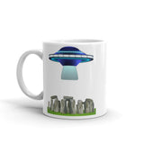 Stonehenge UFO White glossy mug