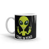 I Come in Peace 2 White glossy mug