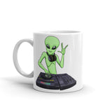 Alien DJ White glossy mug