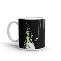 Fishing Alien White glossy mug