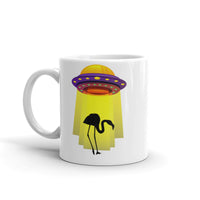 Flamingo Abduction White glossy mug