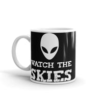 Watch the Skies White glossy mug