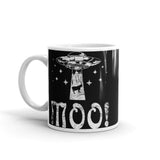 UFO Abducting Cow White glossy mug