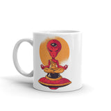 Alien Meditating White glossy mug